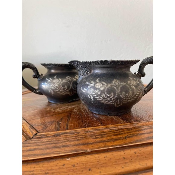 Vintage Van Bergh Silver Plate Co. Rochester NY Sugar bowl And Creamer 468 - Picture 1 of 10